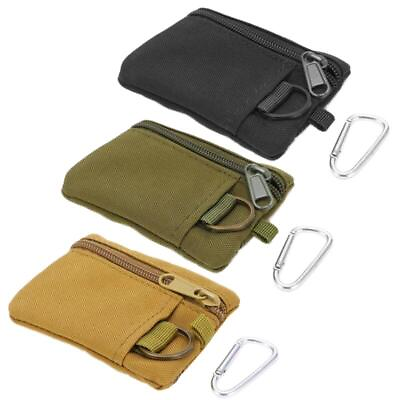 #ad Molle Nylon Wallet Key Card Bag with Carabiner Outdoor Storage $6.91