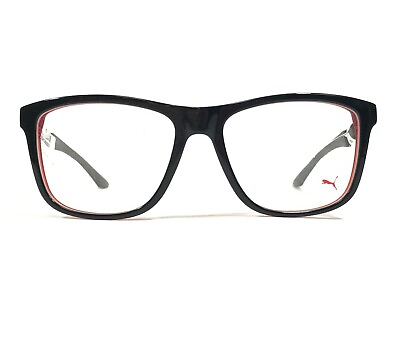 #ad Puma PU00750 002 Eyeglasses Frames Black Red Square Full Rim 54 17 145