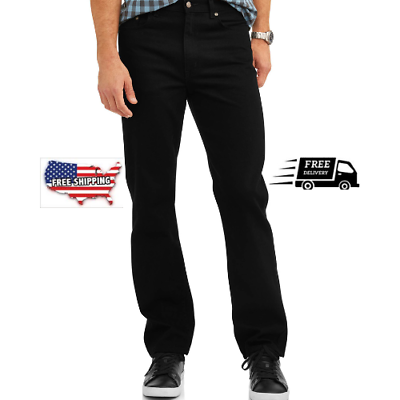 #ad Men#x27;s Relaxed Fit Denim Soft Cotton 5 Pockets Jeans Men Tall amp; Big Black Pants