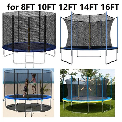 #ad Trampoline Safety Net Enclosure Netting Replacement for 10 12 14 16 Ft Frames