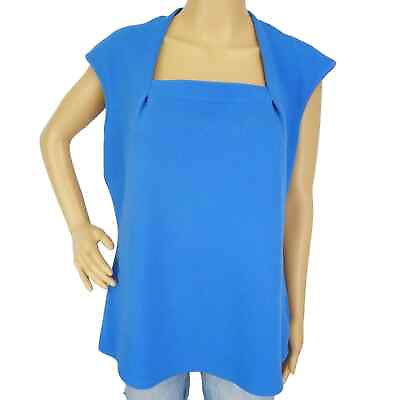 #ad Kasper Textured Blue Square Neck Top Womens Size L Square Neck Career Business