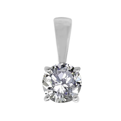 #ad Tiny Round White Cz 925 Sterling Silver Women Solitaire Pendant Jewelry