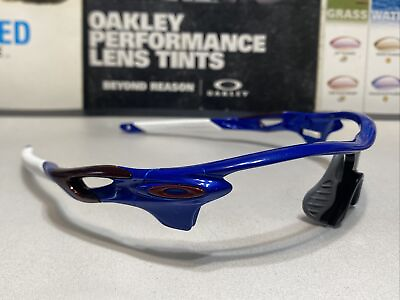 #ad #ad Oakley Radarlock Metallic Blue w Burgundy Red Icons and Metallic Red Bands. NEW