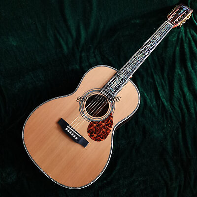 #ad 39 Inch Handmade 00045 model Black Fretboard acoustic guitar abalone shell inlay