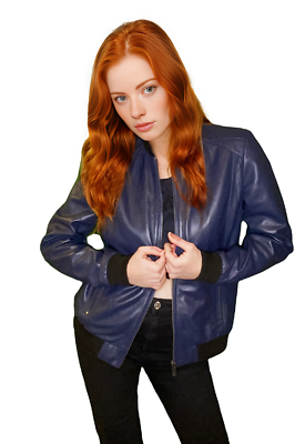 #ad Savannah Womens Bomber Leather Jacket