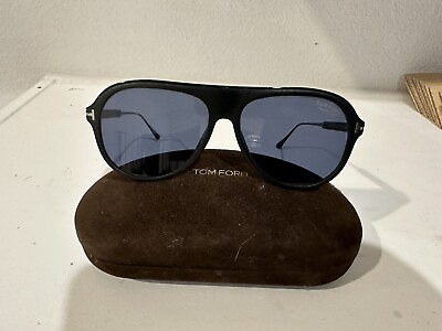 #ad Tom Ford Nicholai Sunglasses 02 TF624 02D Men#x27;s Black Aviator With Case
