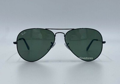 #ad Ray Ban Aviator Black Classic 3025 L2821 Green Sunglasses 62mm New