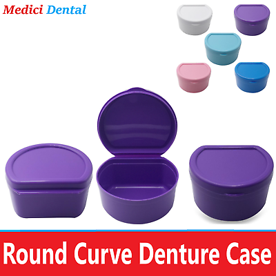 #ad Dental Denture Box case carrier 3#x27; Deep Round Curve Denture Case Mouthguard