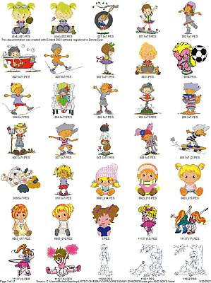 #ad 566 CUTE KIDS BOYS amp; GIRLS EMBROIDERY MACHINE DESIGNS COLLECTION PES JEF HUS