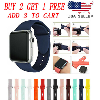 #ad Silicone Band Strap For Apple Watch iWatch Sports Series 2 3 4 5 6 7 8 9 38 49mm
