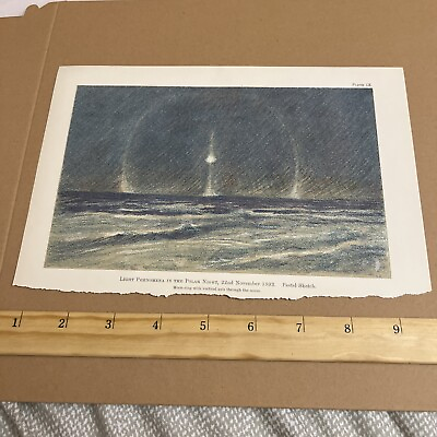 #ad Antique 1898 Plate of a Pastel Sketch: 1893 Light Phenomena in the Polar Night