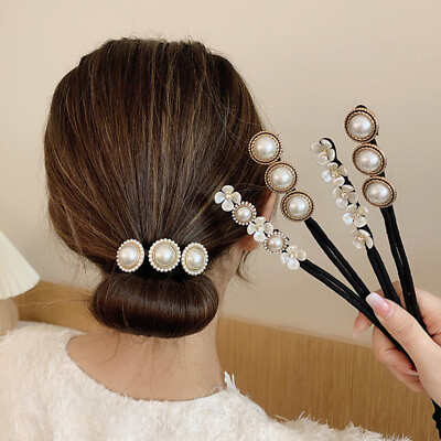 #ad Women Ladies Hair Accessories Ball Head Hair Tools Headdress Pearl Hair Ring