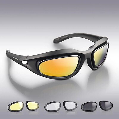 #ad POLARIZED MOTORCYCLE CYLCING GOGGLES EX 9100 4 in 1 w EVA Case