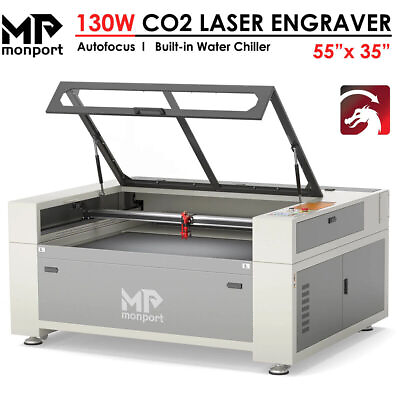 #ad Autofocus 130W CO2 Laser Cutter Engraver Water Chiller Engraving Machine 55quot;x35quot;