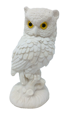 #ad Vintage Italian Alabaster Owl Tree Branch Art Sculpture Figurine Santini Italy