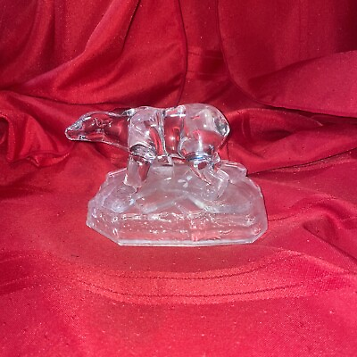 #ad Vintage Crystal Cristal D#x27;Arques CRYSTAL Clear POLAR BEAR on Frosted Base 5.25quot;