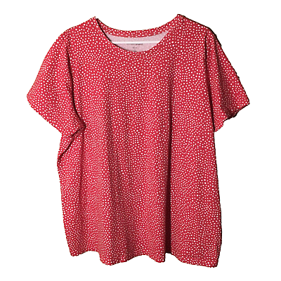 #ad Woman Within Plus Size 1X 22 24 Pink White Dots Pullover Top Blouse S S Casual