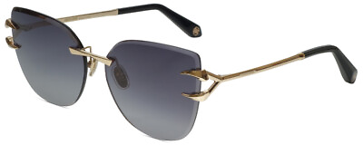 #ad Roberto Cavalli SRC043 0300 Cateye Rimless Sunglasses in Gold Grey Gradient 62mm