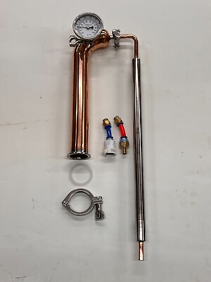#ad 2quot; Copper Pot Still Head with condenser fits beer keg or moonshine kettle