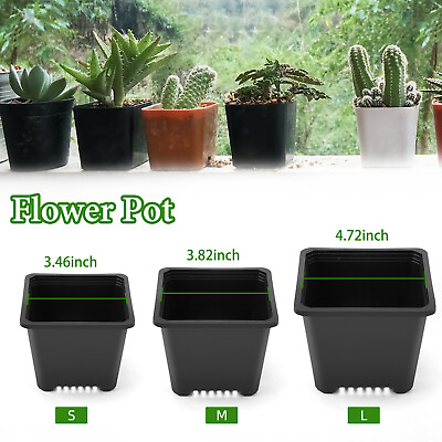 #ad 10PCS Plastic Plant Flower Pot Garden Veg Nursery Seedlings Pot Container Black