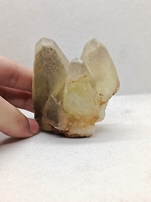 #ad 214g Natural Gemstone Yellow Dog Tooth Calcite Triple Point Crystal Specimen