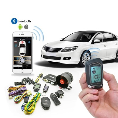 #ad 2 Way Car Alarm System LCD Display Remote Engine Start Starter Tilt Sensor