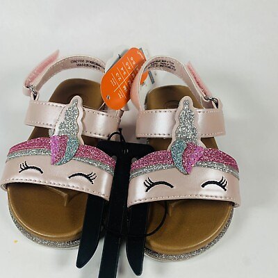 #ad Baby Girl Unicorn Sandals Infant Size 5 Flexible Hard Sole
