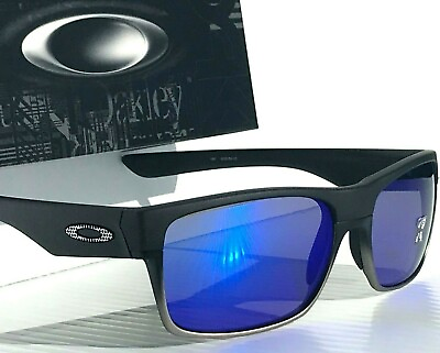 #ad NEW Oakley TWO FACE Machinist BLACK POLARIZED Galaxy Blue Iridium Sunglass 9189