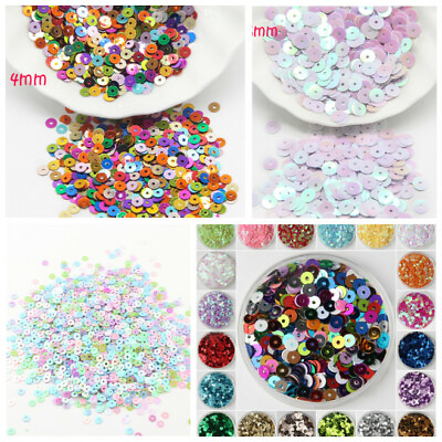 #ad 3mm 4mm 5mm 6mm FLAT Metallic Shiny Round Loose Sequins Clothes Sewing Wedding