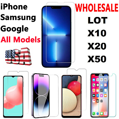 #ad Wholesale Lot 50X Tempered GLASS Screen Protector for iPhone 15 Samsung Google