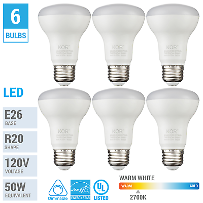 #ad 6 Pack BR20 R20 Flood Bulbs LED 7W 50W E26 Medium Base 2700K Warm White Dimmable $16.75