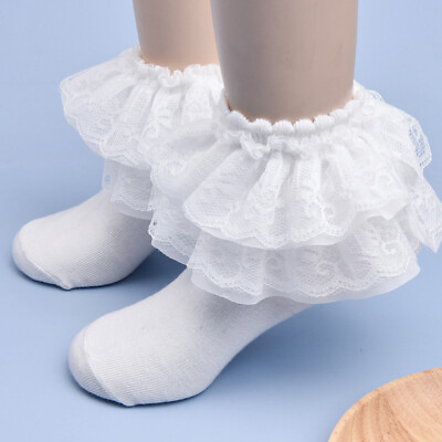 #ad Baby Girls White Lace Ruffle Princess Ankle Socks Kids Ballet Latin Dance Sock