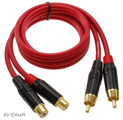 #ad Dual RCA Male Female Ultra Flexible Red Extension Audio Cable