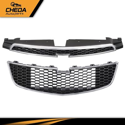 #ad Fit For 2011 2014 Chevy Cruze Front Bumper Upper amp; Lower Grille Set of 2PCS