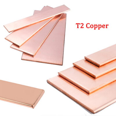 #ad T2 Pure Copper 3mm 15mm Thick Copper Flat Bar Sheet 10 100mm Wide Various Sizes