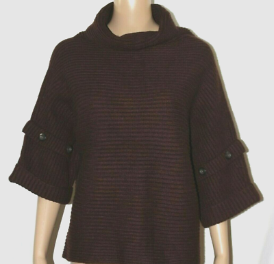 #ad Ann Taylor Brown Sweater Cowl Neck Dolman 3 4 Sleeves Buttons NWT S