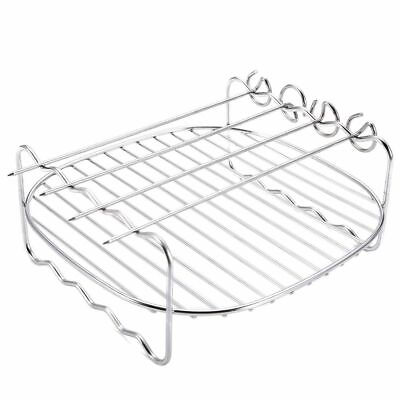 #ad Barbecue Home Holder Baking Tray Double deck Air Fryer Replacement BBQ Rack Skew