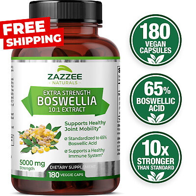 #ad Extra Strength Boswellia 10:1 Extract 5000 mg Strength 180 Vegan Capsules