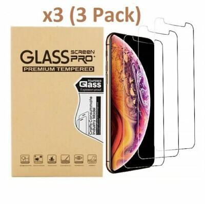 #ad 3 Pack iPhone 6s 7 8 Plus X XS XR 11 PRO Max Tempered Glass Screen Protector LOT $2.56