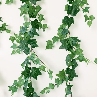 #ad 3 Strands Odorless Artificial Ivy Vines Kit 71quot; Silk Ivy Garland with Green ...