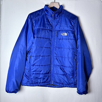 #ad Vtg North Face Primaloft Puffer Jacket Men S Blue Full Zip Insulated Outdoor B72