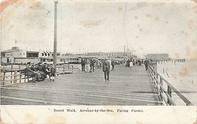 #ad Vintage 1900s Postcard Arverne by the Sea Casino Boardwalk pier photo Atlantic