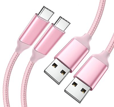 #ad 2 PACK 15FT USB Type C Charging Cable Pink Long Android Auto Cable USB A ...