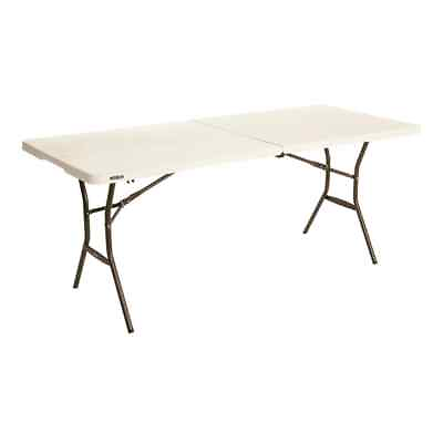 #ad Lifetime Folding Table 72quot; Portable Outdoor Safe Fold in Half Plastic Almond $63.71