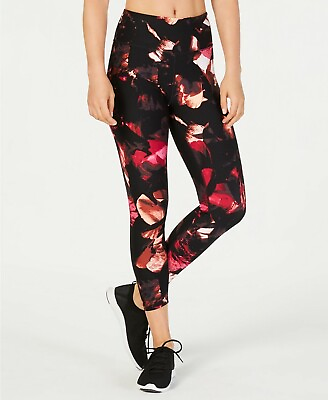 #ad Calvin Klein Womens Night Flora Printed High Rise Leggings Black Floral SZ M NWT