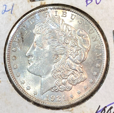 #ad 1921 Morgan Silver Dollar Nice Original BU CHRC