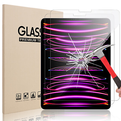 #ad For iPad 10 9 8 7 Pro Air 5th 4th 10.2 10.9 12.9 Tempered Glass Screen Protector