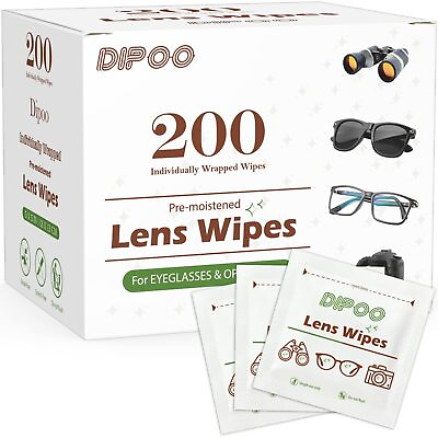 #ad 200 Count Lens Wipes for Eyeglasses Eye Glasses Cleaner Wipes Pre moistened I..