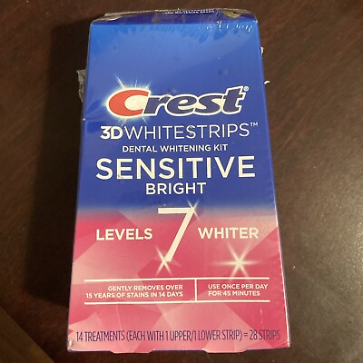 #ad Crest 3D Whitestrips Sensitive Bright Whitening Kit 28 Strips EXP 6 25 7 25