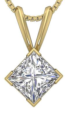 #ad Solitaire Pendant VS1 F 1.00 Ct Square Princess Lab Grown Diamond 14K Solid Gold